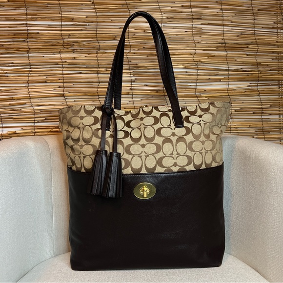 Coach Handbags - C O A C H. Iconic Brown and Tan Large Tote Bag 26476